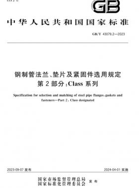 鋼制管法蘭、墊片及緊固件選用規(guī)定 第2部分：Class系列國(guó)標(biāo)/T 43079.2-2023